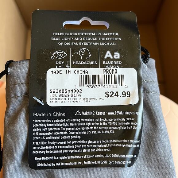 SMNY A Madden Brand Blue Light Round Glasses Black - Picture 6 of 8